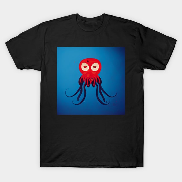 Little Red Octopus with blue tentacles. T-Shirt by Liana Campbell